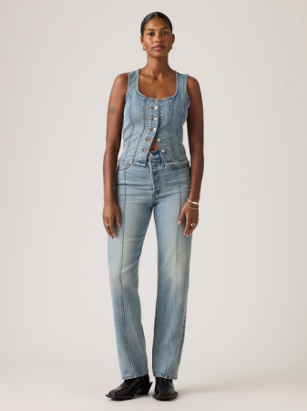 JEANS - Levi's Blugi Albastri Ribcage Full Length Slim Straight Femei