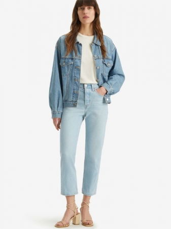 ЖЕНЩИНЫ - Levi's Женские Джинсы Светло-Синие 501 CROP Straight