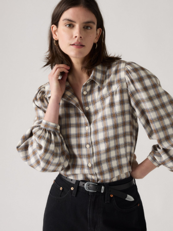 Рубашки - Levi's Рубашка Alb/Cafeniu Regular