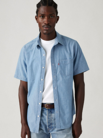 МУЖЧИНЫ - Levi's Мужская Рубашка С Коротким Рукавом Синяя Regular