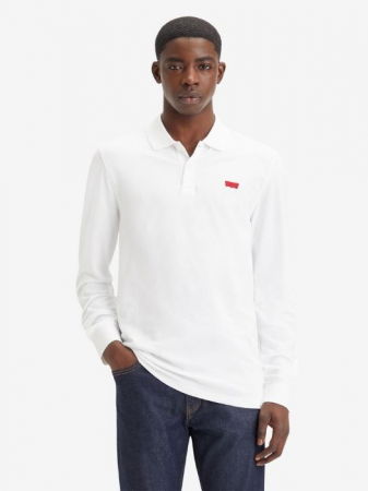 BARBATI - Levi's Tricou Polo Cu Maneca Lunga Alb Relaxed Barbati