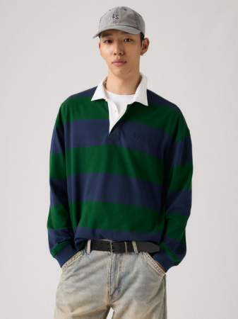 МУЖЧИНЫ - Levi's Мужское Поло С Длинным Рукавом Синее/Зеленое Regular