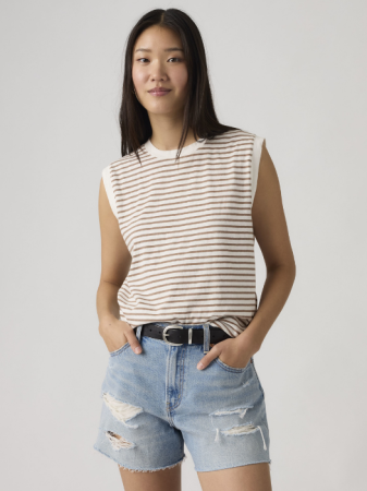 FEMEI - Maiou Alb/Cafeniu Relaxed Femei