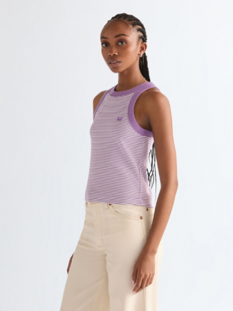 ЖЕНЩИНЫ - Женская Майка Белый/Сиреневый Slim