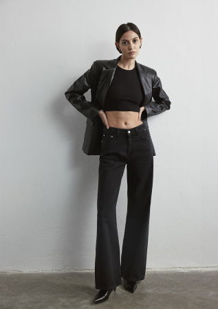 FEMEI - Mavi Blugi Gri Inchis Malibu Wide Leg Femei