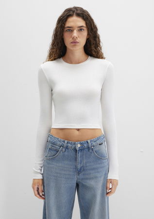 Hanorace - Mavi Bluza Alba Crop Femei