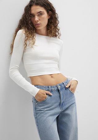 Hanorace - Mavi Bluza Alba Crop Femei