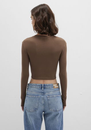 Hanorace - Mavi Bluza Maro Crop Femei