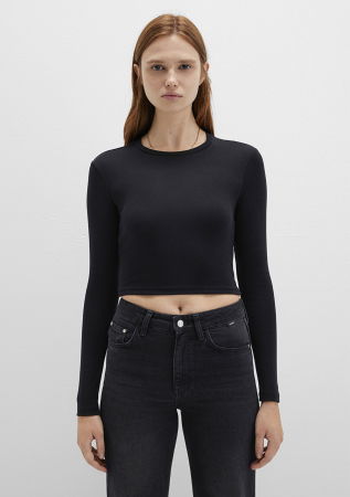 Hanorace - Mavi Bluza Neagra Crop Femei