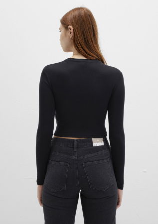 Hanorace - Mavi Bluza Neagra Crop Femei