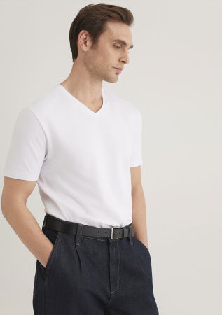 IMBRACAMINTE - Mavi Tricou Alb Fitted Barbati