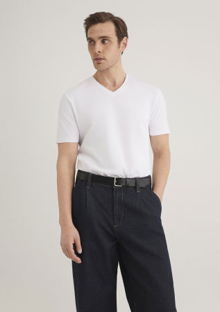 BARBATI - Mavi Tricou Alb Fitted Barbati