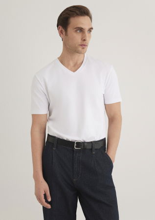 IMBRACAMINTE - Mavi Tricou Alb Fitted Barbati