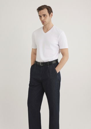 BARBATI - Mavi Tricou Alb Fitted Barbati