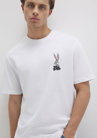 Tricouri si Polo - Mavi Tricou Alb Loose Barbati