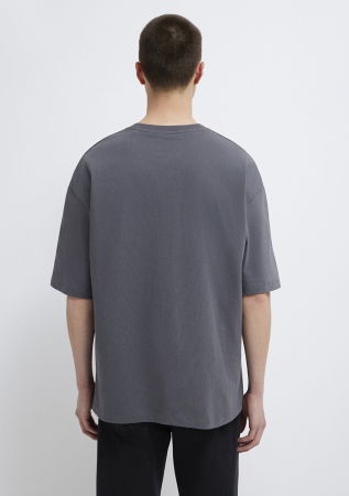 BARBATI - Tricou Gri Inchis Oversize Barbati