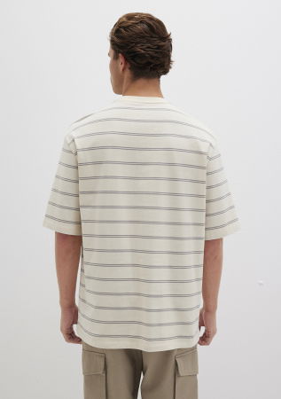 BARBATI - Mavi Tricou Crem Relaxed Barbati