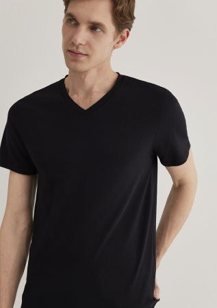 BARBATI - Mavi Tricou Negru Fitted Barbati