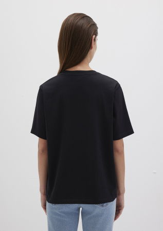 FEMEI - Tricou Negru Regular Femei