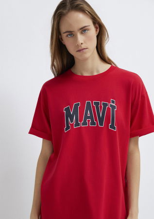 FEMEI - Tricou Rosu Oversize Femei