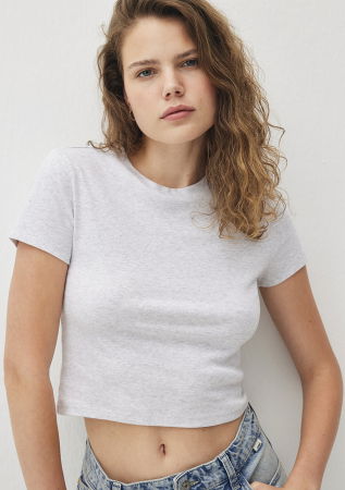 FEMEI - Mavi Tricou Gri Deschis Crop Femei