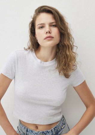 FEMEI - Mavi Tricou Gri Deschis Crop Femei