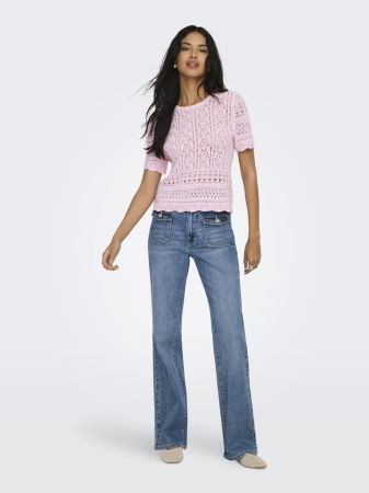 ЖЕНЩИНЫ - Женский Свитер С Коротким Рукавом Светло-Розовый Regular