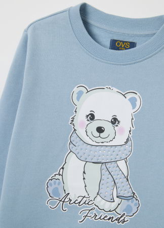 FETE - OVS Kids Bluza Cu Fleece Blue Fog Fete 3-10 Ani