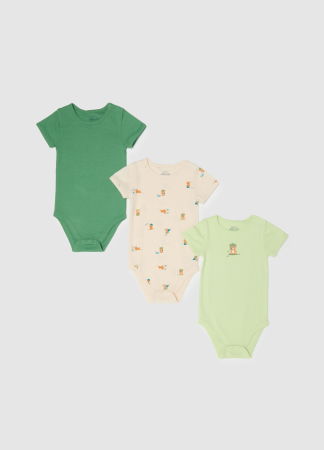 Body si Salopete - OVS Kids Body Maneca Scurta Stone Green Fete 0-9 Luni
