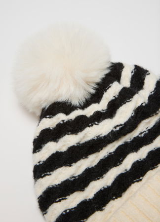 Fetite 3-10 ANI - OVS Kids Caciula Black-Striped Off-White Fete 3-10 Ani