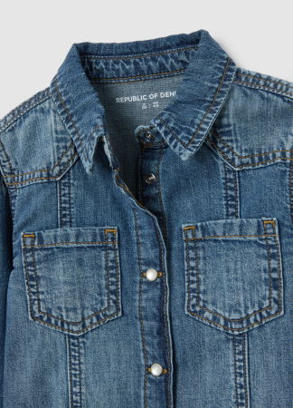 Camasi si Bluze - OVS Kids Camasa Maneca Lunga Medium Blue Fete 3-10 Ani