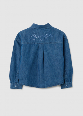 Девочки 3-10 ЛЕТ - OVS Kids Рубашка С Длинным Рукавом Для Девочек Medium Blue 3-10 Лет