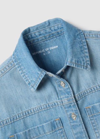 ДЕВОЧКИ - OVS Kids Рубашка С Длинным Рукавом Для Девочек Medium Blue 3-10 Лет