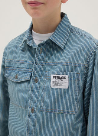 BAIETI - OVS Kids Camasa Maneca Lunga White-Striped Azure Baieti 10-15 Ani