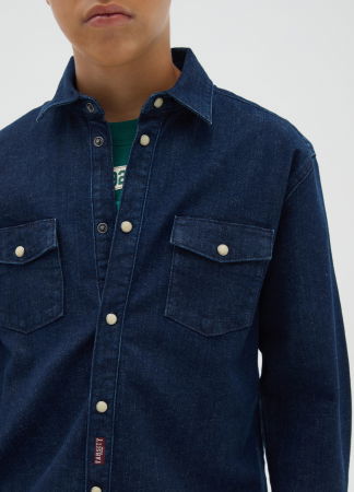 Camasi - OVS Kids Camasa Maneca Scurta Medium Dark Blue Baieti 10-15 Ani