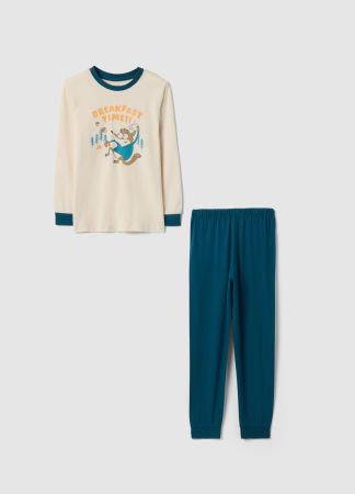 BAIETI - Pijama Maneca Lunga Alba/Blue Baieti 3-10 Ani