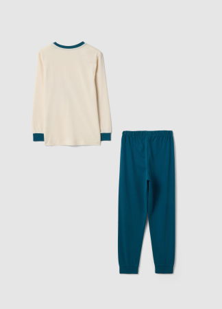 BAIETI - Pijama Maneca Lunga Alba/Blue Baieti 3-10 Ani