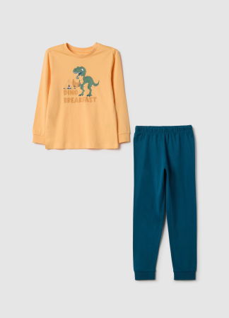 BAIETI - OVS Kids Pijama Maneca Lunga Orange/Blue Baieti 3-10 Ani