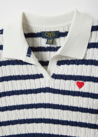FETE - OVS Kids Polo White-Striped Blue Fete 3-10 Ani
