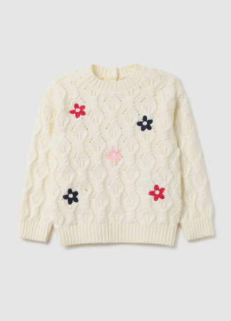 Tricotaje - OVS Kids Pulover White Alyssum Fete 9-36 Luni