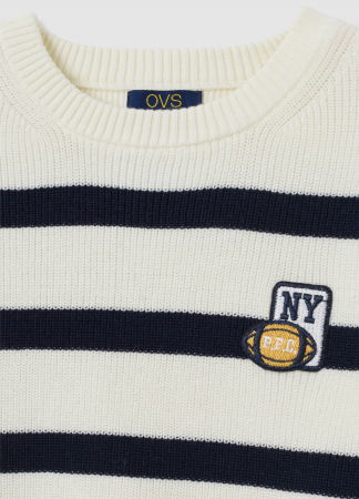 Tricotaje - OVS Kids Pulover White-Striped Blue Baieti 3-10 Ani