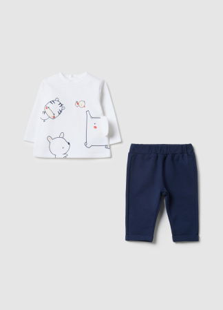 Seturi - OVS Kids Set Hanorac+Jogger Alb Fete 0-9 Luni