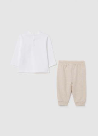 BAIETI - OVS Kids Set Tricou + Pantaloni Beige Melange Baieti 0-9 Luni