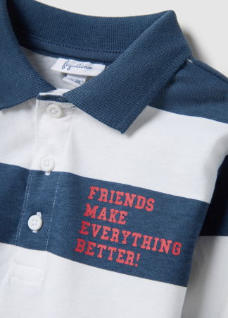 МАЛЬЧИКИ - OVS Kids Поло С Длинным Рукавом Для Мальчиков White/Blue  9-36 Месяцев