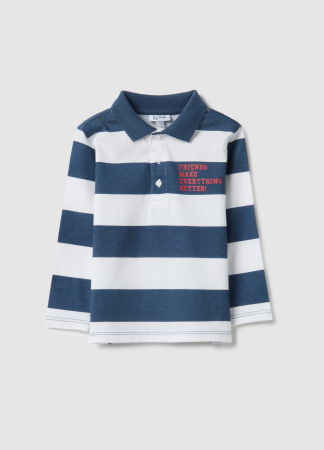 МАЛЬЧИКИ - OVS Kids Поло С Длинным Рукавом Для Мальчиков White/Blue  9-36 Месяцев