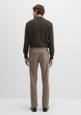 Pantaloni - Pantaloni Bej Slim Straight Barbati