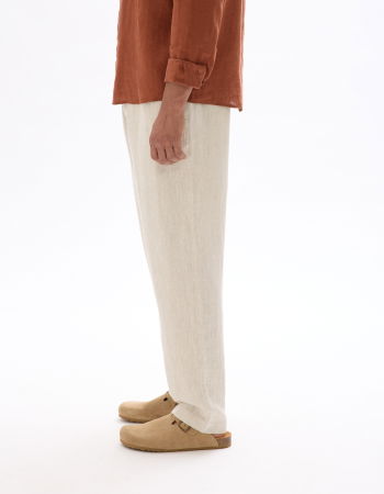 BARBATI - Pantaloni Bej Straight Barbati