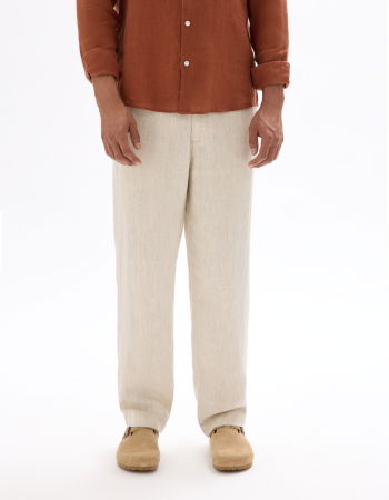 BARBATI - Pantaloni Bej Straight Barbati