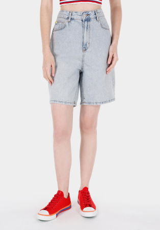 Pantaloni Scurti - Pantaloni Scurti Albastri Regular Femei