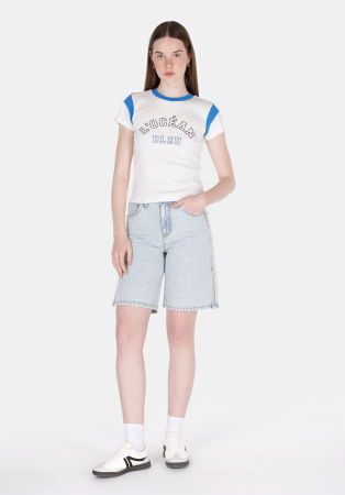 Pantaloni Scurti - Pantaloni Scurti Albastri Deschisi Regular Femei